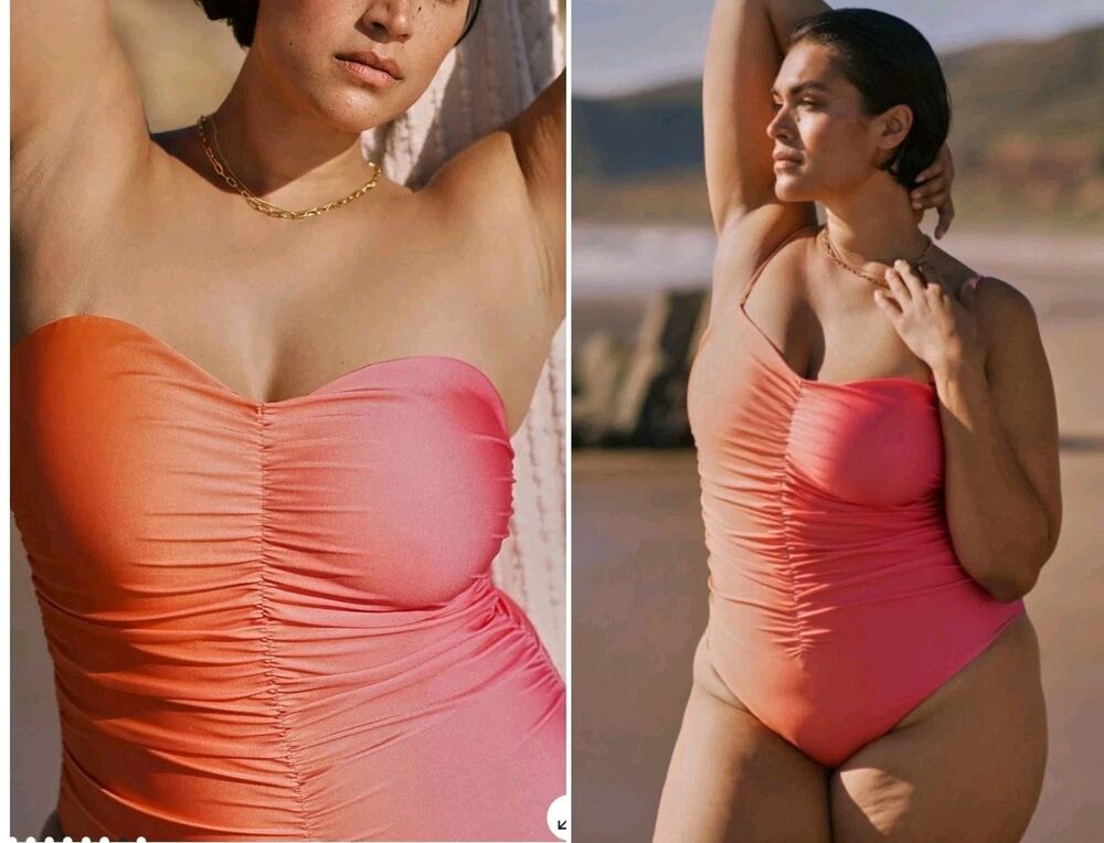 Beach Riot x Anthropologie Ombre One-Piece Strapless Bandeau Swimsuit Sz 3X Plus